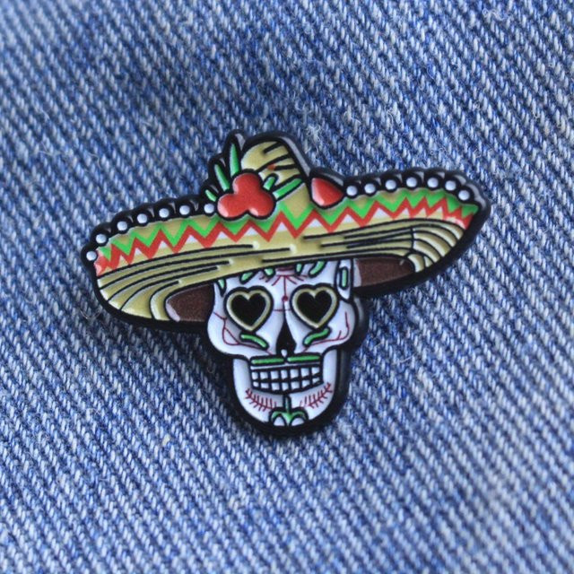 Anstecknadel Totenkopf-Emaille, Bunt, Unisex - Bild 1