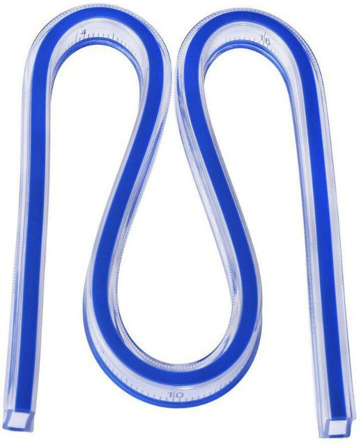 Flexibles Kurvenlineal aus Kunststoff in Blau für das Nähen, Länge: 30 cm - Bild 1