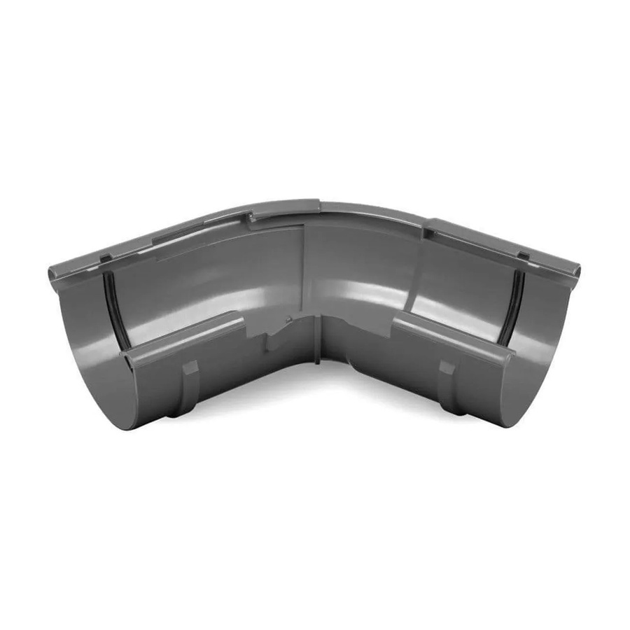 Bryza Regenrinne-Eckstück System 100 aus PVC, halbrund, einstellbar von 120° bis 145°, Farbe: Graphit/Anthrazit - Bild 2