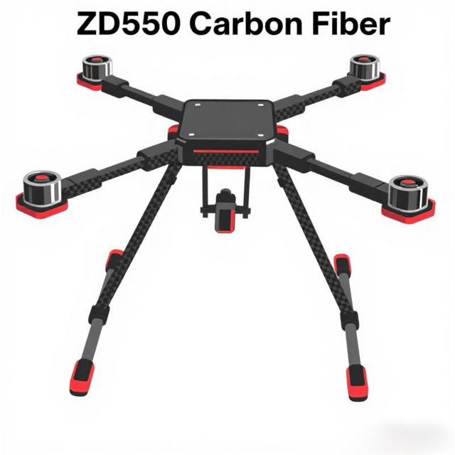 Angeltoy FPV Quadcopter-Rahmen ZD550 und ZD650 aus Carbonfaser in Schwarz mit Carbonfaser-Landegestell - Bild 1