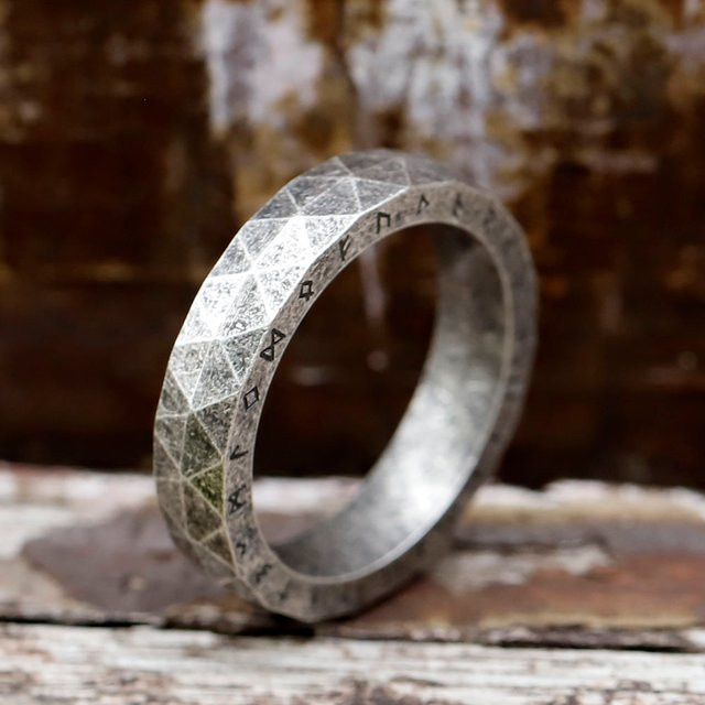 Viking Rune Ring Edelstahl, Silber, Unisex - Bild 1