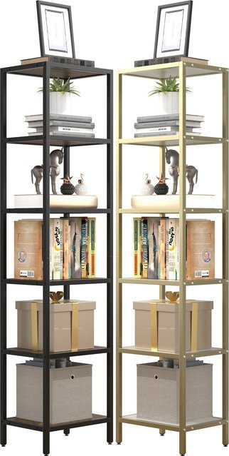 VCM Vinali M Standvitrine aus Eisen und Holz in Schwarz mit Glastüren, H: 165 cm, B: 40 cm, T: 30 cm - Bild 1