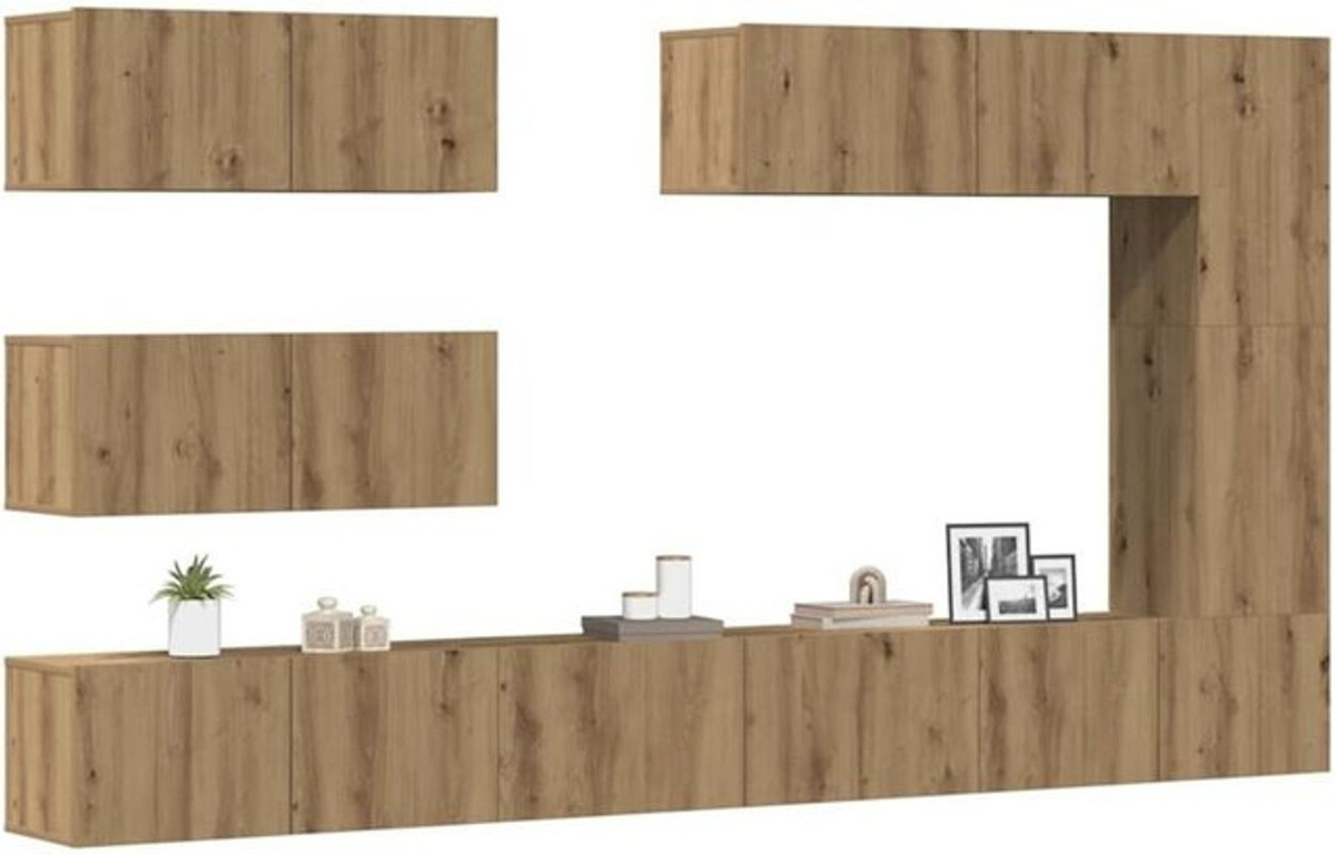 Vidaxl 7-teiliges TV-Schrank-Set zur Wandmontage in Artisan-Eiche Natur aus Holzwerkstoff mit Drehtüren - Bild 1