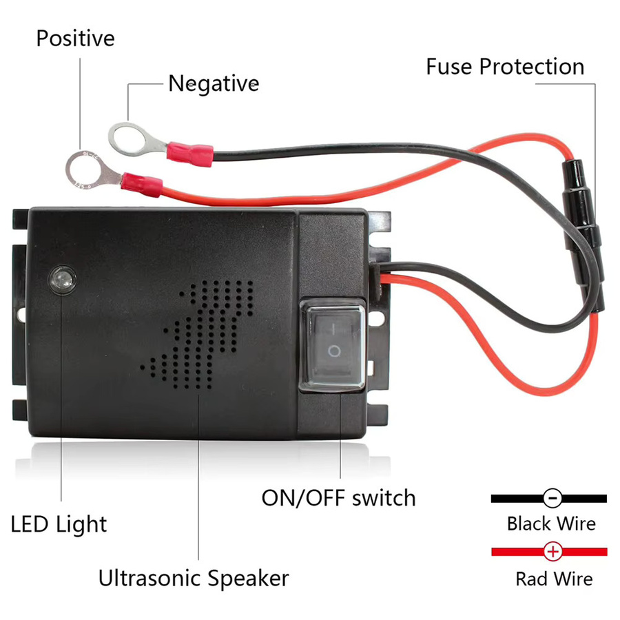 ALLOET Ultraschall-Mäuseabwehrgerät für LKWs und Autos in Schwarz mit intelligentem Sensor und Selbstprüfmodus für den Außenbereich - Bild 5