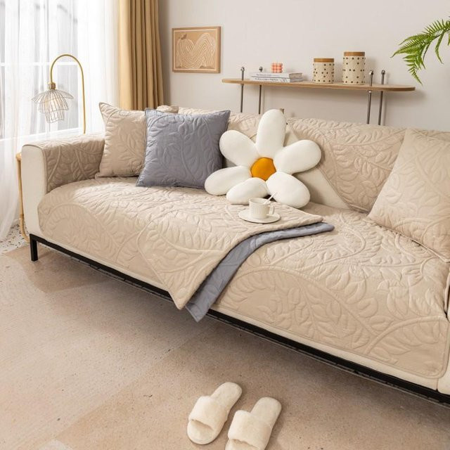 Super Six Sofakissen aus Baumwolle, rutschfestes und waschbares Sofabezug in Beige, B/T/H: 160 x 90 cm - Bild 1