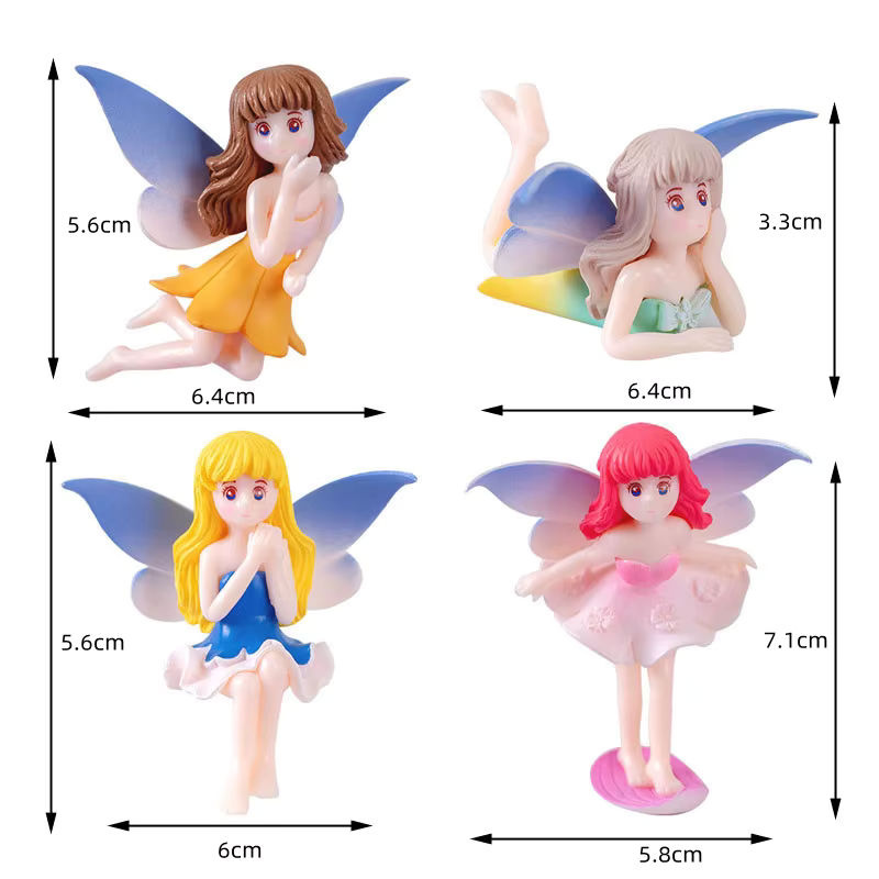 4er-Set Blumenfee Elfenfiguren von MOVING FOREST als bunte Miniaturfiguren aus PVC für deine Garten-Mikrolandschaft und Topfdekoration - Bild 5