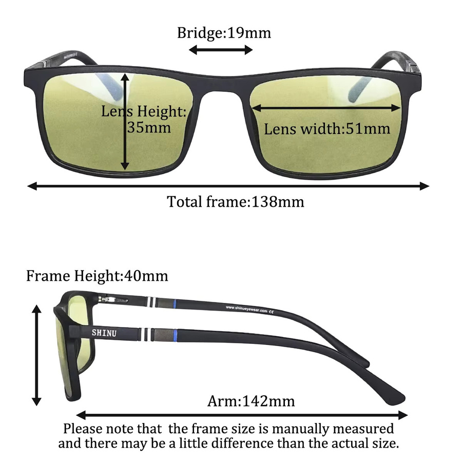SHINU Lesebrille, TR90, Vollrand, Quadrat, Herren - Bild 2