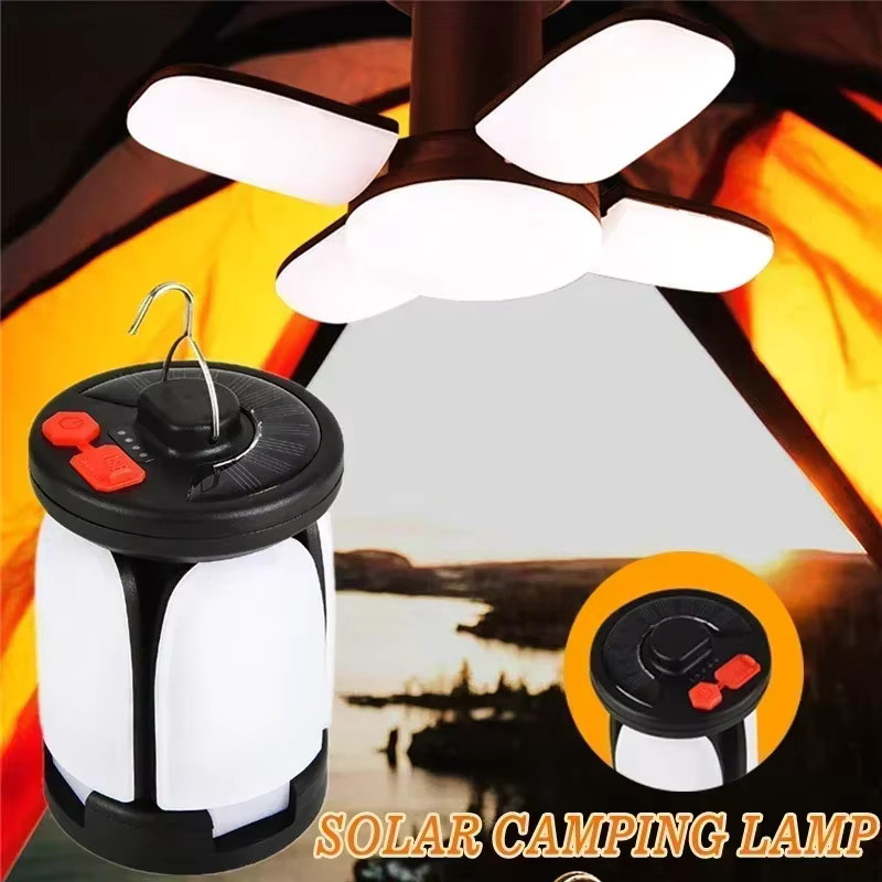 XIWANGFIRE Solar-LED-Campinglaterne in Schwarz mit Haken und Omnidirektionaler Beleuchtung für Notfälle und Outdoor-Aktivitäten - Bild 4
