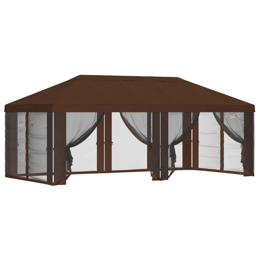 vidaXL Pavillon mit Dach und Seitenwänden aus Polyester, Braun, B x T: 6 x 3 m - Bild 2
