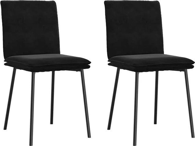 DELUKE Esszimmerstühle VERA 2er Set Polsterstühle aus Samt in Schwarz - Bild 1