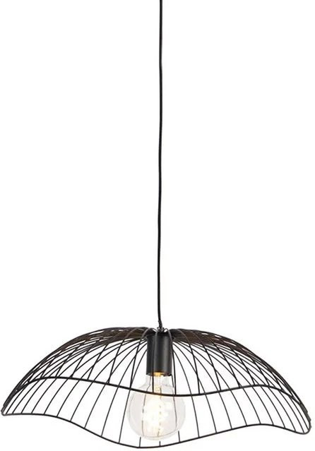 QAZQA Design Hängelampe Schwarz aus Stahl, dimmbar und höhenverstellbar, E27, Durchmesser: 40 cm, Höhe: 50 cm - Bild 1