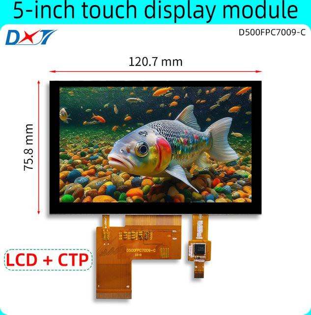 5,0 Zoll LCD-Touchscreen mit kapazitivem CTP, 800x480 Auflösung, RGB-Schnittstelle und ST7262 Controller, Farbe: Schwarz - Bild 1