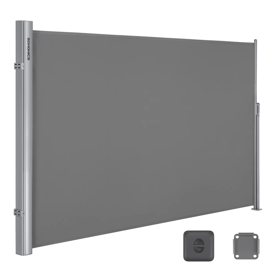 SONGMICS Seitenmarkise als Sichtschutz und Windschutz ausziehbar, Farbe: Grau, B/H: 385 x 180 cm - Bild 2