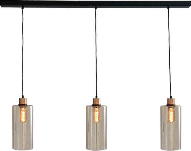 Masterlight Ortona Pendelleuchte 3-flammig mit transparenten Glaszylindern in Gold/Messing, dimmbar - Bild 1