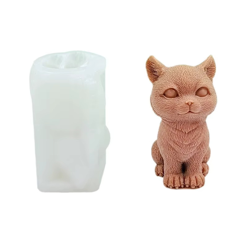 Silikonform für DIY Sitzende Katze Kerzen und Gipsfiguren in Weiß - Bild 3