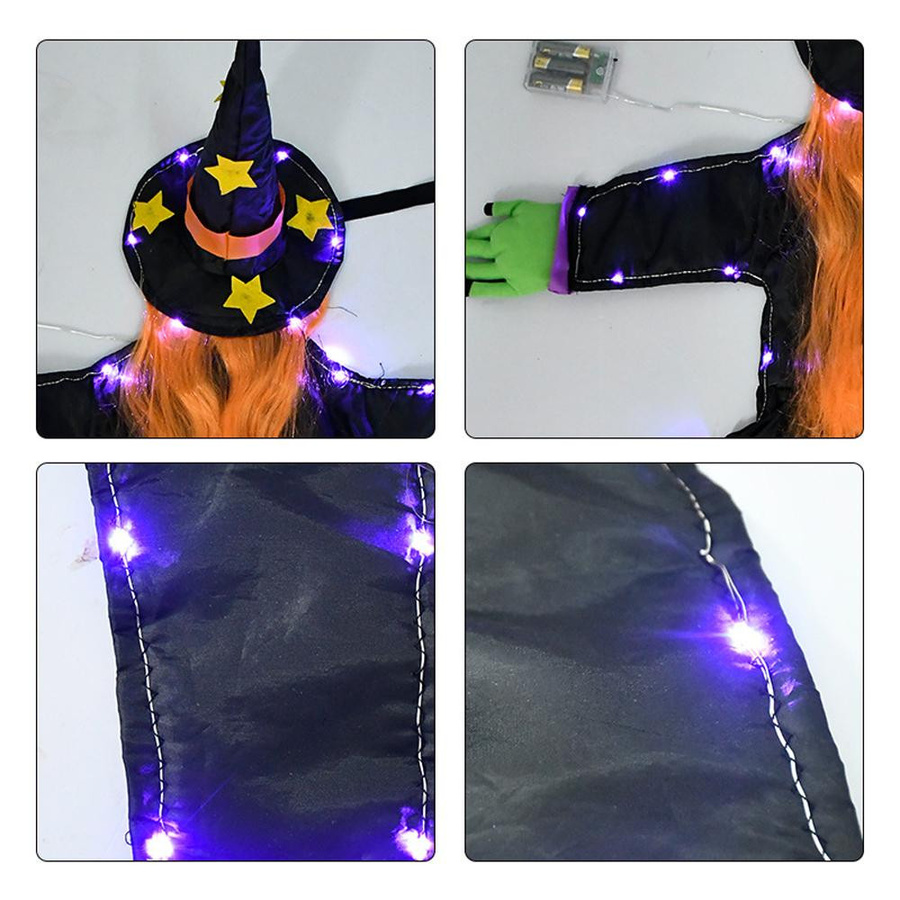 Tooarts Hexendekoration für Halloween in Violett mit Stern- und Monddruck aus Nylonstoff - Bild 4