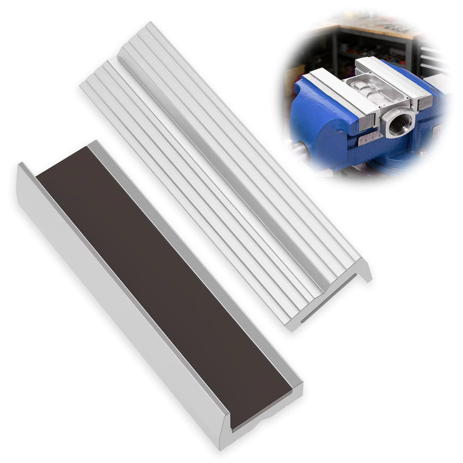 Hands DIY Magnetische Schraubstock-Backenprotektoren aus Aluminiumlegierung in Silber, 1 Paar - Bild 6