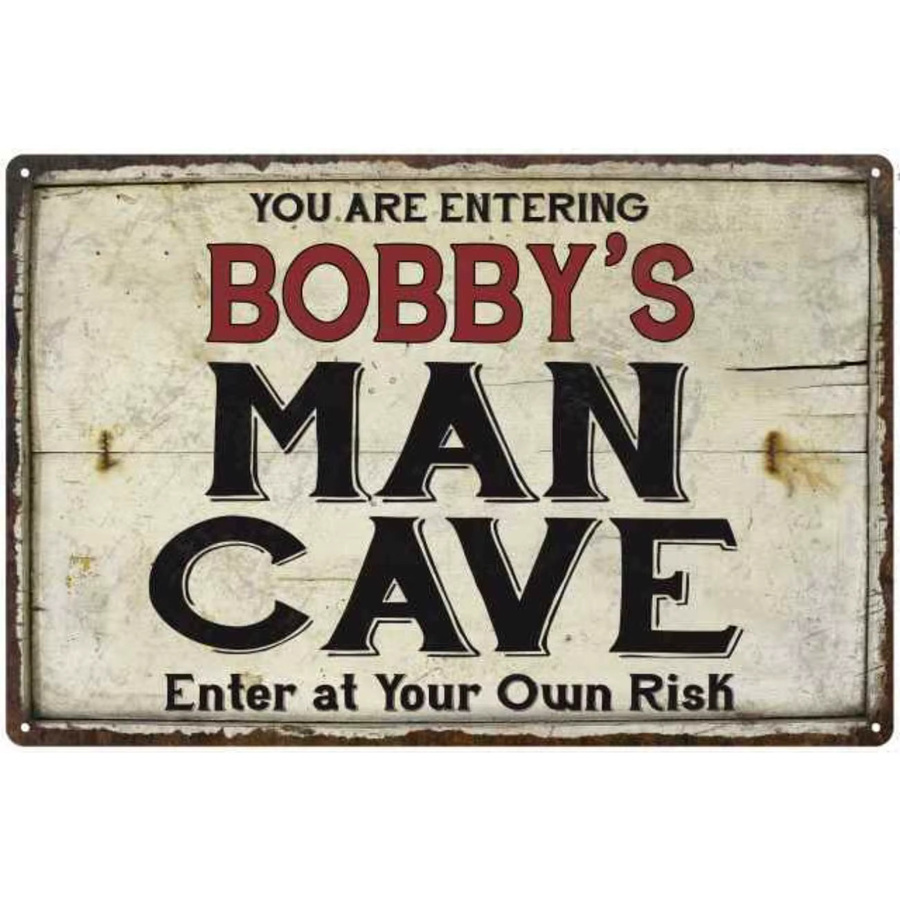 CIFBUY Personalisiertes Man-Cave-Dekorationsetikett aus Metall in Rustik-Optik, rechteckige Wanddekoration in Weiß und Multicolour - Bild 2