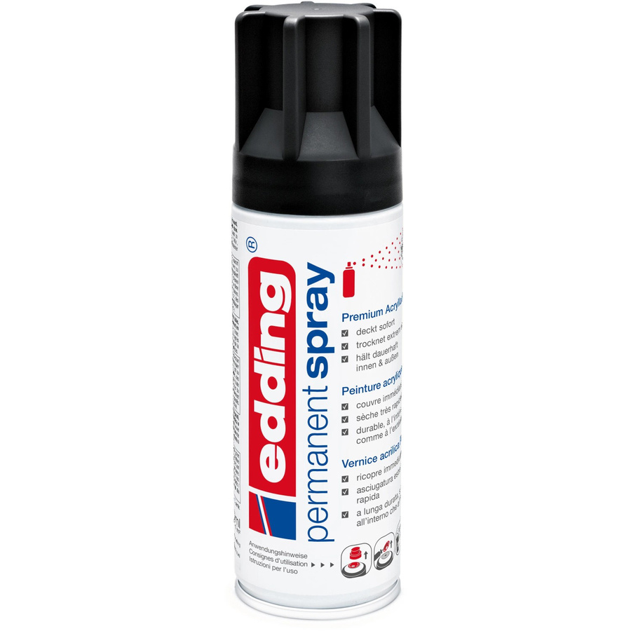 Edding 5200 Permanentspray Premium-Acryllack in Tiefschwarz seidenmatt, 200 ml - Bild 2