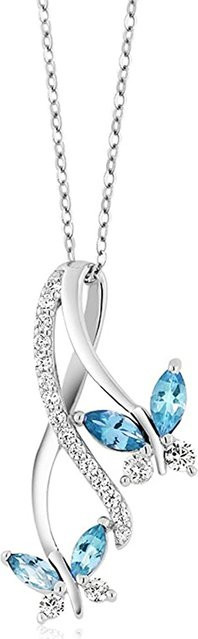 Huitan Chic Halskette, Schmetterling, blau, Zirkonia, Silber, Damen - Bild 1