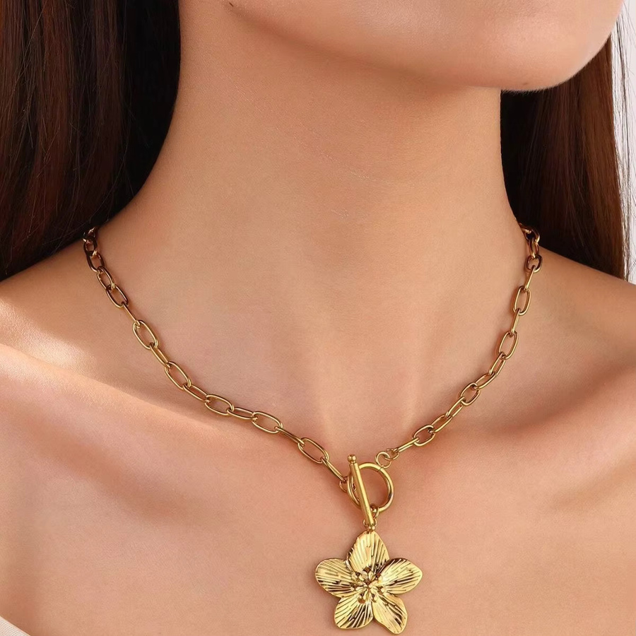 LUXUKISSKIDS Halskette mit Glyzinienblüten-Anhänger, Edelstahl, Gold, Damen - Bild 3