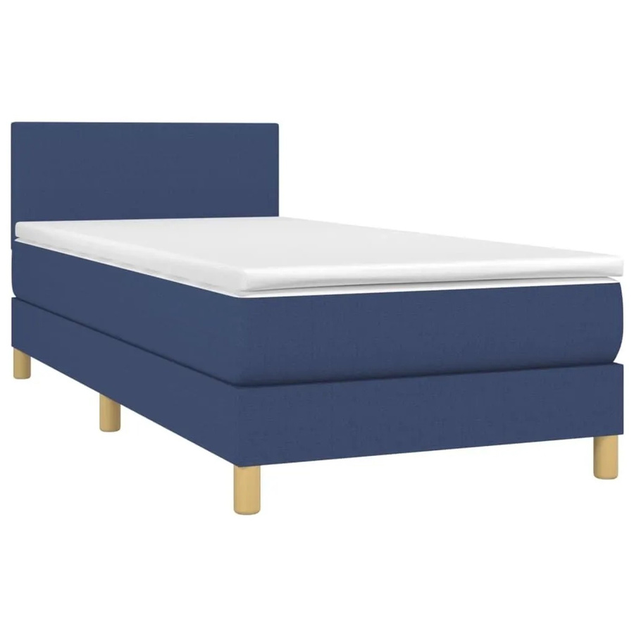 vidaXL Boxspringbett mit Matratze in Blau und Weiß, Hybrid-Bett mit LED-Unterbettbeleuchtung und USB-Ladeport, B/T/H: 100 x 200 x 203 cm - Bild 2