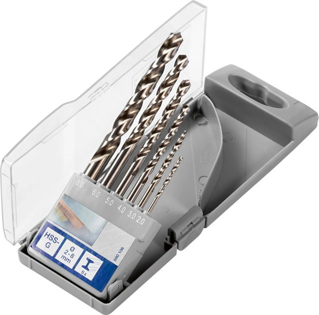 LUX-TOOLS HSS-G Bohrer-Set 6-teilig aus Edelstahl in Silber - Bild 1