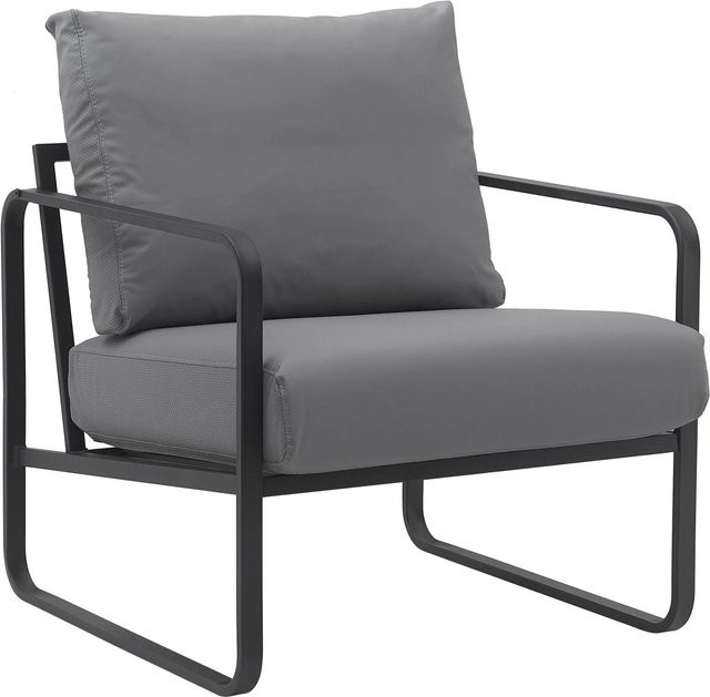 DELUKE Lounger Sessel JAKART Clubsessel aus Kunstleder in Grau mit Metallgestell B/T/H: 70 x 74 x 82 cm - Bild 1