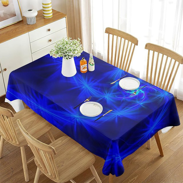 Fancy Style Studio Tischdecke mit abstraktem Linienwirbel-Design in Mehrfarbig und Blau, quadratisch, B/T: 70 x 70 cm - Bild 1
