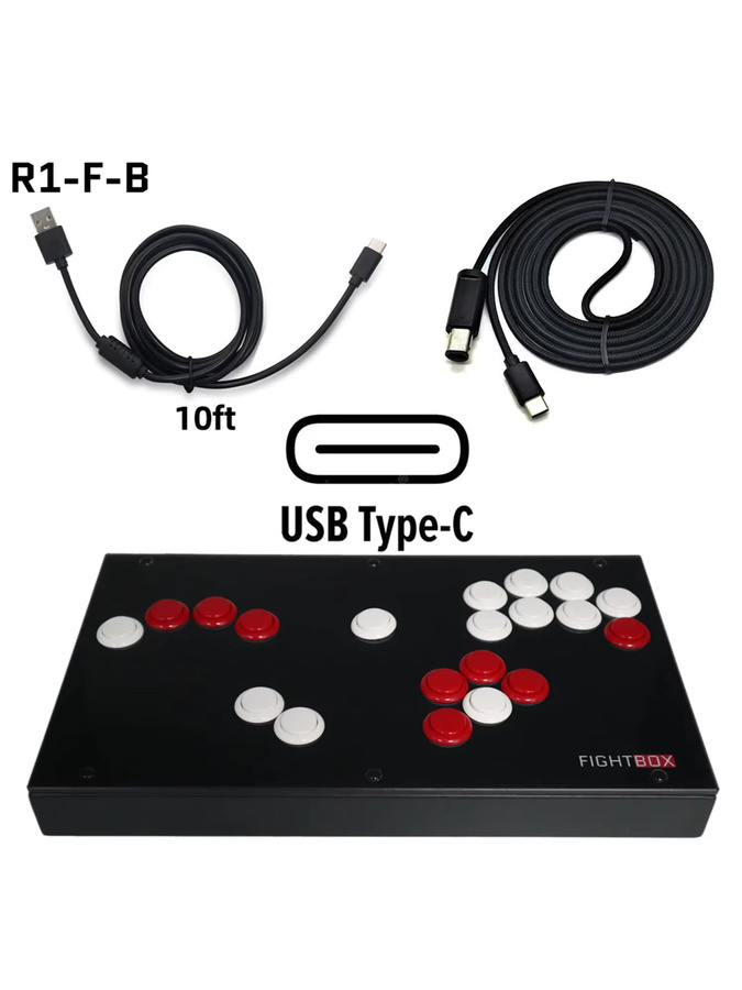FightBox R1-F Arcade-Spielcontroller All Button Style Frame in Schwarz mit Sanwa-Tasten und Raspberry Pi PICO Board - Bild 5