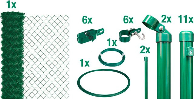 Alberts Maschendrahtzaun Set zum Einbetonieren, grün, Höhe: 175 cm - Bild 1