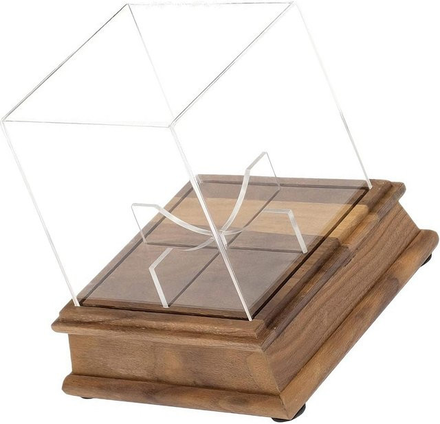 Tanya Tech Vitrine für signierte Bälle mit Massivholzsockel und Acrylabdeckung, Baseballhalter in Grau und Transparent - Bild 1