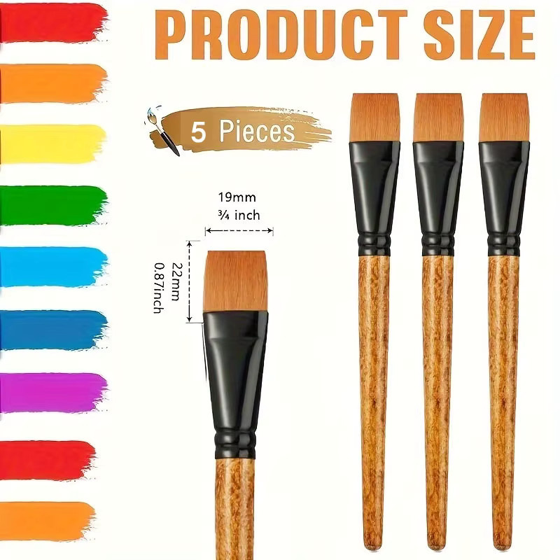 Flache Pinsel-Sets aus synthetischem Nylon für Aquarell, Acryl und Ölmalerei sowie für feines Kunsthandwerk und Körperbemalung in Schwarz und Braun - Bild 2