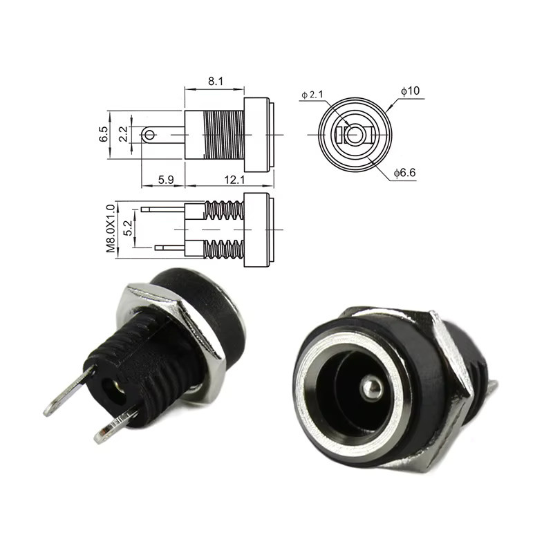 Si Tai&SH DC-Stromadapter Set DC-022B mit 5 Paar Buchse-Stecker Verbindungen in Schwarz, 2,1 x 5,5 mm - Bild 2