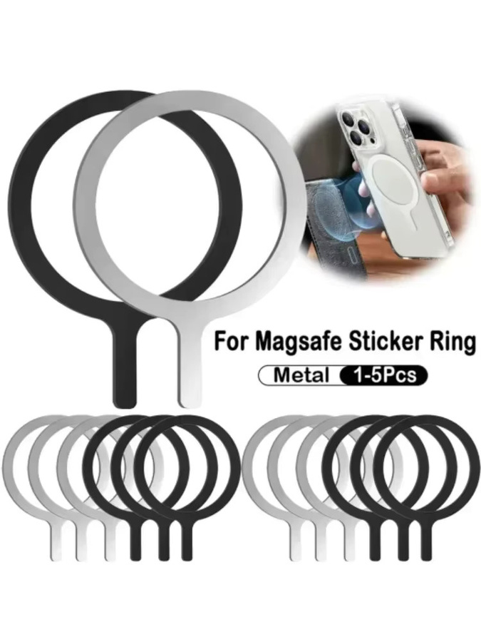10 Stück MagSafe Metall Ring Aufkleber als Magnet Konverter Adapter für iPhone und Samsung zur Nutzung mit kabellosem Ladegerät und Auto Halterung in Silber - Bild 5