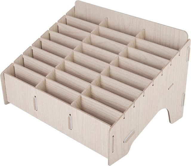mfySpace Handy Aufbewahrungsbox aus Holz in Braun mit mehreren Fächern für einen ordentlichen Schreibtisch, B/T/H: 32,5 x 23,5 x 3,5 cm - Bild 1