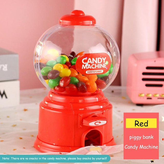 Rotes Bonbon-Sparschwein als Mini-Süßigkeiten-Automat und Kinder-Spardose aus Kunststoff, Höhe: 14,5 cm, Breite: 8,5 cm, Tiefe: 8,5 cm - Bild 1