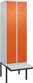 C+P Spind Classic PLUS Garderobenspind mit Bank, 2 Abteile, Lichtgrau, B/T/H: 212 x 60 x 81,5 cm - Bild 1