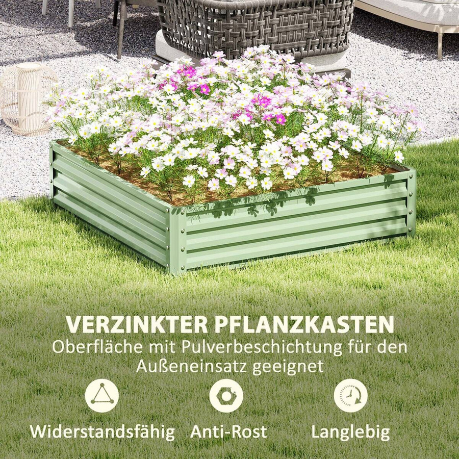 Outsunny Hochbeet aus verzinktem Stahl in Grün, B/H/L: 120 x 30 x 120 cm - Bild 5