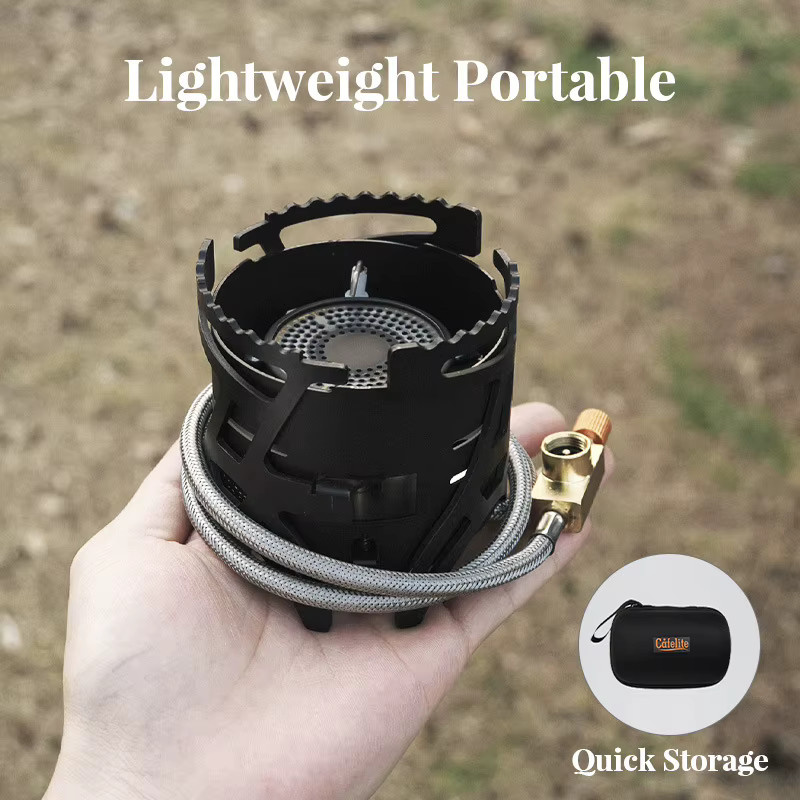 SmiloDon Tragbarer Campingkocher 3500W Ultraleicht 410g Outdoor-Gasbrenner in Schwarz für Wandern, Backpacking und Picknick - Bild 3