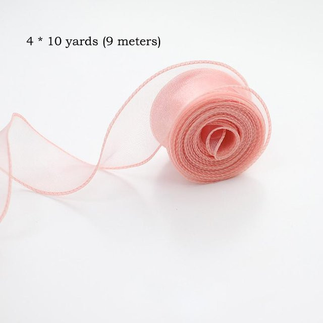 XYNN Chiffon-Seidenband Organza-Satin in Rosa für DIY-Handwerk und Dekoration, 10 Yards pro Rolle - Bild 1