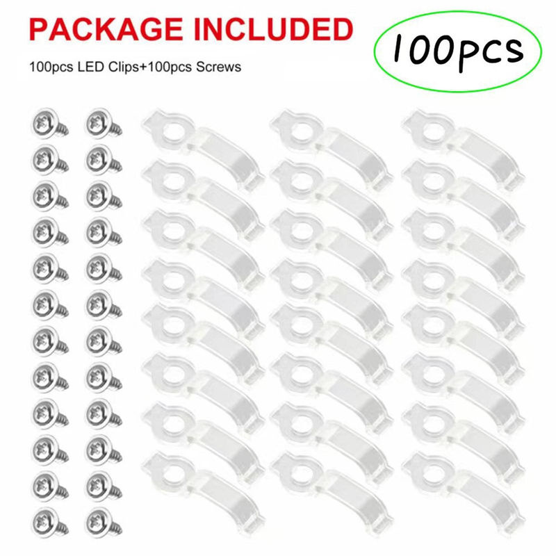 100 Stück Meterk Montageklammern für 3528/5050 LED-Lichtleisten aus Kunststoff in Weiß und Transparent - Bild 2