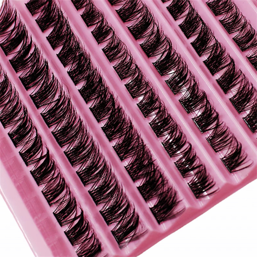 Wimperncluster, 120 Stück, 8–16 mm, D-Locken, Black, Natürlich - Bild 4