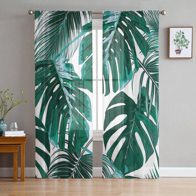 Dschungel Cartoon Tier Vorhang mit Löwe und Zebra in Grün, halbtransparenter Tüll für Kinderzimmer und Wohnzimmer, Breite: 100 cm, Höhe: 250 cm - Bild 1