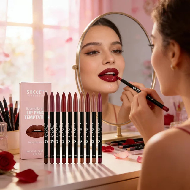 SHCOETY Lippenstift- und Lipliner-Set, 12 Farben, Nude, Matte - Bild 1