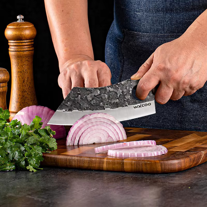 WXCOO Handgeschmiedetes Kochmesser aus Edelstahl mit Holzgriff für Fleisch und Fisch - Bild 4