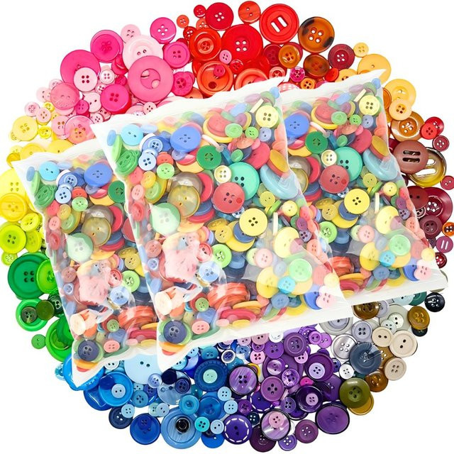 122 Stück bunte Kunstharz-Bastelknöpfe von YMY für Handarbeiten und Scrapbook-Verzierungen - Bild 1