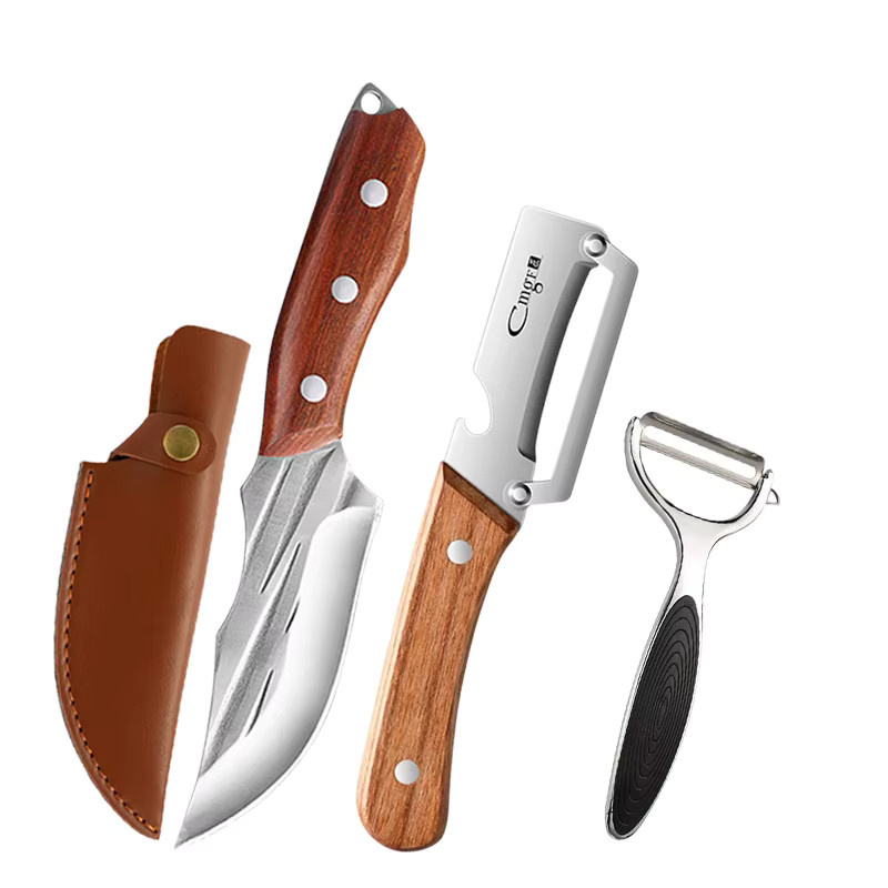 WXCOO Allzweckmesser aus geschmiedetem Edelstahl mit Holzgriff für Obst, Gemüse und Fleisch - Bild 4