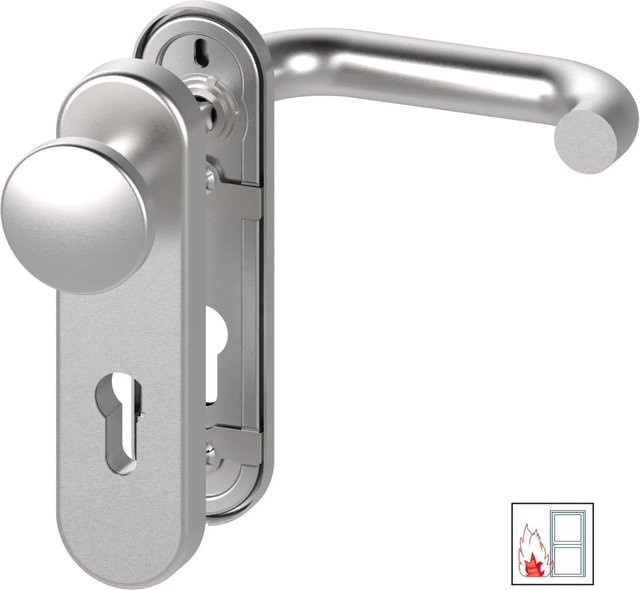 BASI Feuerschutz-Beschlag Basi SB/FS 2200K ES1 Kurzschild Rund in Edelstahl Silber, B/H: 175,0 x 85,0 cm, Tiefe: 135,0 cm - Bild 1