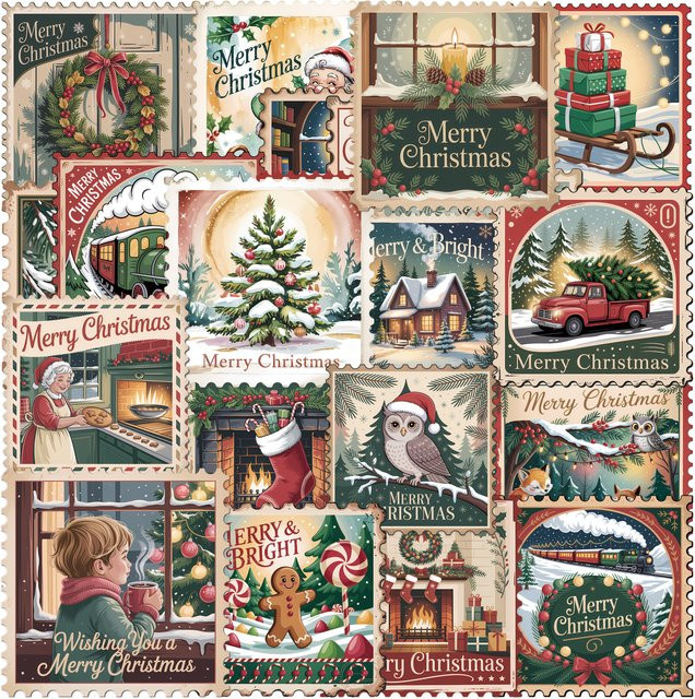 50 Stück Weihnachten Thema Aufkleber Set in Multicolour für Scrapbooking, Tagebuch und Dekoration von Laptop oder Wasserflaschen - Bild 1